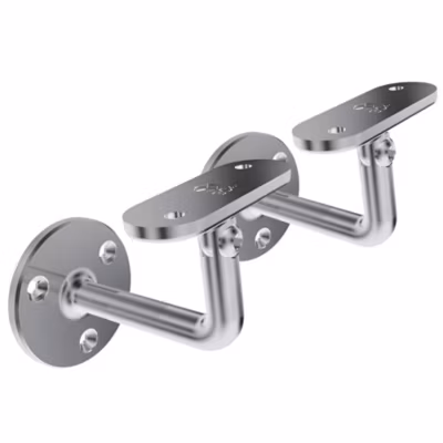 2 x Support mural orientable – Main courante plate – Platine 3 trous fraisés – Inox 304