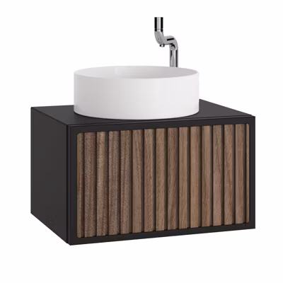 Ensemble meuble ORIENT Walnut-noir + vasque céramique NEVADA 60cm