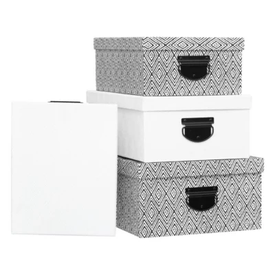 4 boîtes de rangement noir et blanc – 5Five