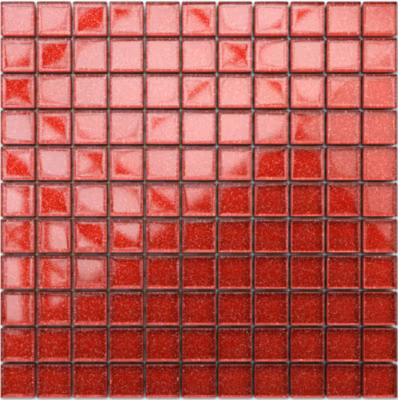 Mosaïque en verre sur filet pour salle de bain ou cuisine 30 cm x 30 cm – Bright red