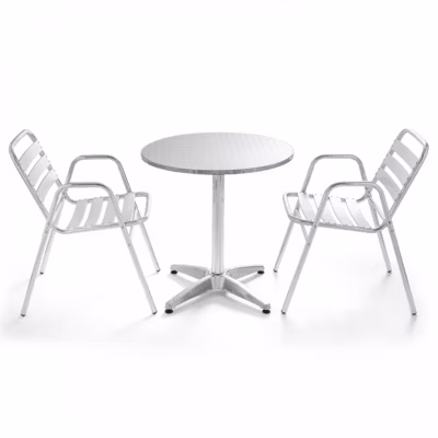 Table de jardin ronde en aluminium 2 places  Oviala
