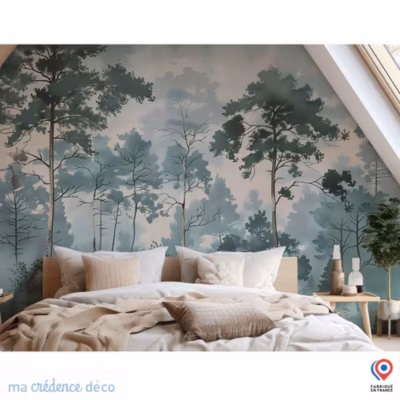 Papier peint Forêt et aquarelle – Intissé – 400 cm – 280 cm – MaCrédenceDéco