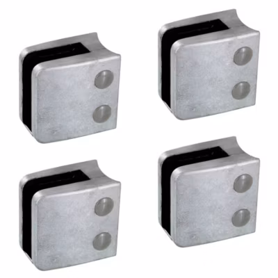 4 x Pince à verre pour tube diam. 42,4 modèle 06 – Ep. verre 11,52 mm – Zamak brut