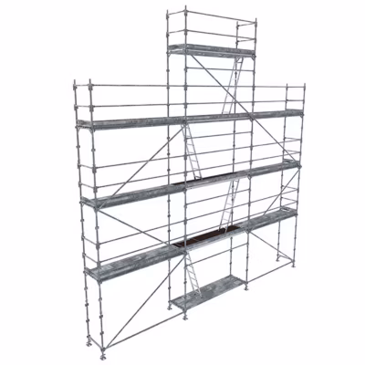Echafaudage fixe de façade avec pignon 88m² – Plancher Acier – Structure Acier – Garde-corps Lisses – PIGNGCL-88-SPP/A