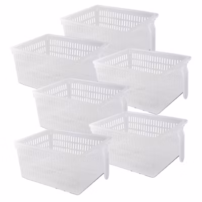Lot de 6 organisateur de rangement pour réfrigérateur, bac de rangement effet maille avec poignée – L 28.7 x P 15.9 x H 11.4 cm