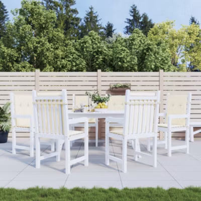 Prolenta Premium –  Coussins de chaise de jardin à dossier bas lot de 6 crème