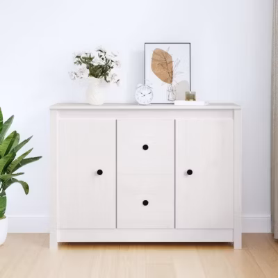 814565 vidaXL Buffet Blanc 100x35x74 cm Bois massif de pin