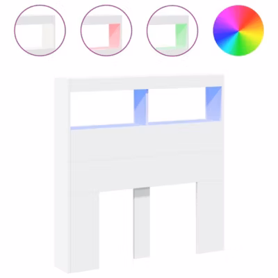 Armoire tête de lit, Tête de lit avec Rangement avec LED blanc 100x17x102 cm