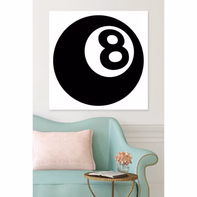 Tableau verre acrylique Huit 90 x 90 cm – Décoration murale boule noir et blanc pour la maison