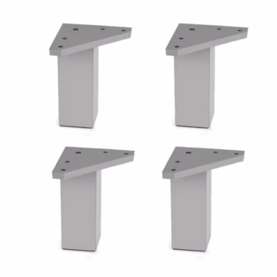 4 un. Pied carré pour meuble en plastique ABS résine ANTI-HUMIDITÉ 40x40mm hauteur 80mm aluminium mat