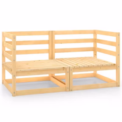 Canapé d&rsquo;angle – vidaXL – Bois de pin massif – 2 pcs – 70x70x67 cm – Extérieur