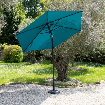 Parasol droit HAPUNA rond 2,70m de diamètre bleu – HAPPY GARDEN