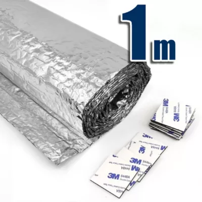 Isolant Thermique(Rouleau 1m x 0,6m + 4 adhésifs double face). Pratique et facile à placer sur les murs, radiateurs, portails