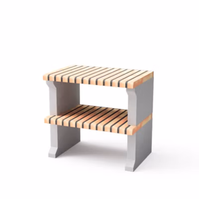MOVELAR – Tréteau latéral Alcoa Plus XL pour Barbecue en Béton Préfabriqué (Gris, orange – 86,5 x 58 x 58 cm) – Usage Extérieur
