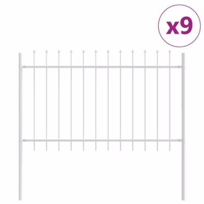 Clôture de jardin 9 pcs Blanc 15,3 x 1 m Acier revêtu de poudre vidaXL