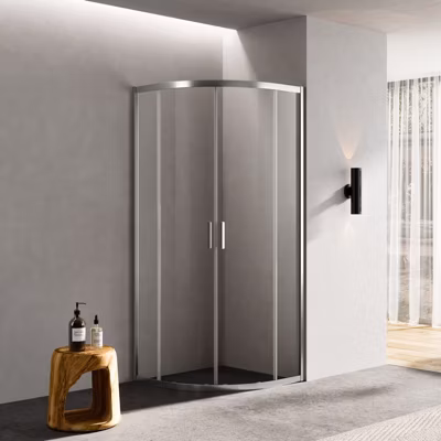 Paroi douche quart Rond 90cm Coulissant Profilé Alu mat Laguna