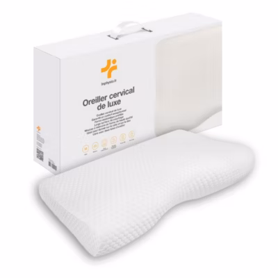 Oreiller ergonomique cervical de luxe deux taies d&rsquo;oreiller (bambou,coton)