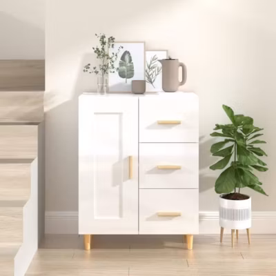 812228 vidaXL Buffet Blanc brillant 69,5x34x90 cm Bois d&rsquo;ingénierie