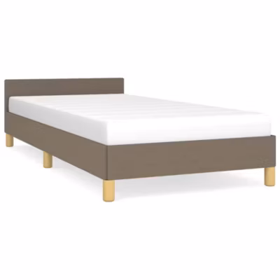 Lit simple, Lit adulte, Cadre de lit avec tête de lit sans matelas taupe 80x200cm tissu