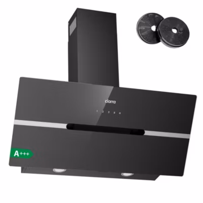 Hotte inclinée 90cm 650m3/h 4 vitesses wifi connectée tactile évacuation ou recyclage noir Ciarra CD9736FB