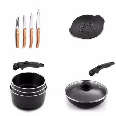 Batterie de cuisine 12 pièces Noir – Arom par Cuisinox