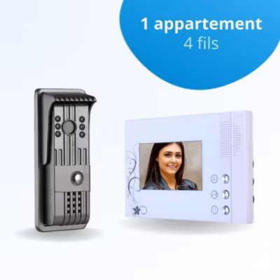 Portier interphone vidéo pili 4 fils – 1 écran blanc