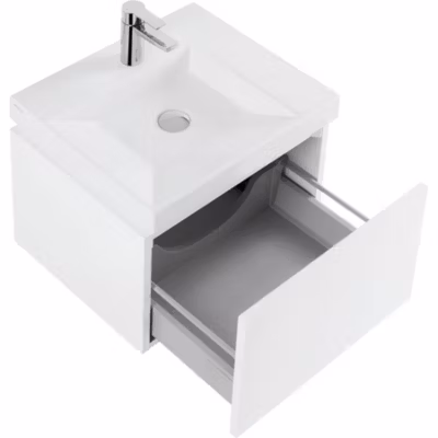 Meuble de salle de bains suspendu blanc 1 tiroir blanc SANINDUSA pour Vasque Vista 80 (vasque, mitigeur et vidage non inclus)
