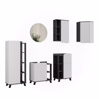 Vicco Meubles bain Anthracite/blanc 5 pièces