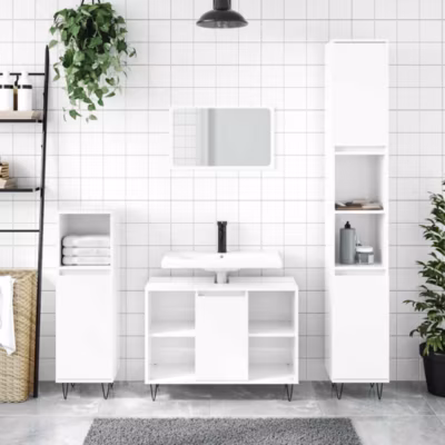 Armoire de salle de bain-Meuble de salle de bain blanc brillant 80x33x60 cm 918517