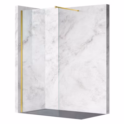Balneo Paroi de douche À l&rsquo;italienne 100x200cm, En 8mm Verre Anticalcaire, Avec Barre De Fixation, Beira doré