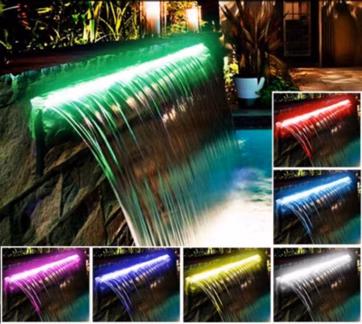 Lame d&rsquo;eau Cascade en acrylique 60cm / Avec Leds intégrées / Bluetooth / Wifi / Télécommande  Piscine et fontaine bassins