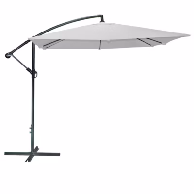 Parasol déporté carré gris clair 250x250x250 cm  Toile polyester 180 g/m² déperlante