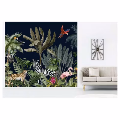 Papier peint intissé LES ANIMAUX EN FOLIE 300 x 270 cm (LxH) – Tapisserie murale panoramique XXL, Made in France par Scenolia