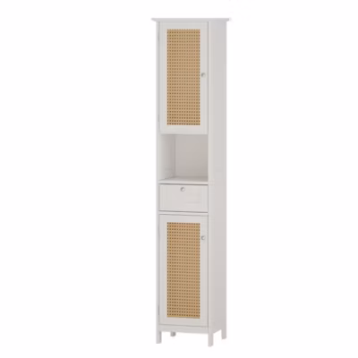 Vicco Meuble salle de bain Blanc 32x170cm avec 2 portes et un tiroir
