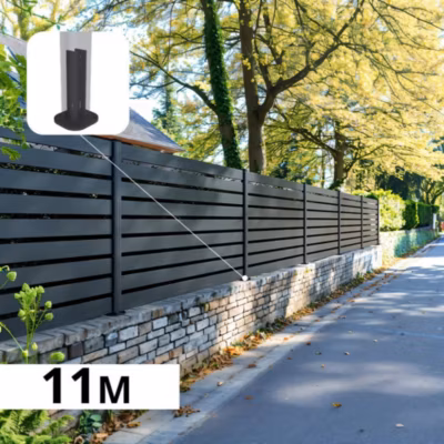 Kit Clôture Aluminium Ajourée sur Muret OLINDA Anthracite 11,03×1,2m – Lames ajourées 21x45x1780 mm – Brise Vue – Palissade