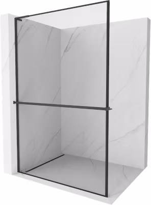 Mexen Kioto+ L paroi de douche avec étagère Walk-in 50 x 200 cm, cadre noir, noir – 800-050-123-70-70