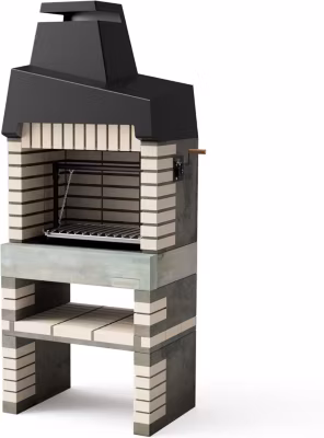 MOVELAR – Barbecue préfabriqué à bois et charbon de bois California Plus Full Grill (Beige – 86,5x58x215 cm) REF : M00135