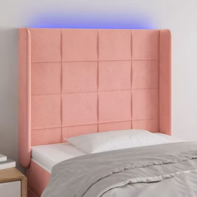 vidaXL Tête de Lit à LED Meuble de Chambre à Coucher Accessoire de Lit Simple Tête de Cadre de Lit Intérieur Rose 3124095