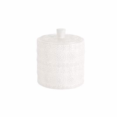 Boite à  cotons Porcelaine RELIEF Blanc Spirella