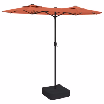 Parasol de jardin à double tête avec LED terre cuite 316×145 cm vidaXL