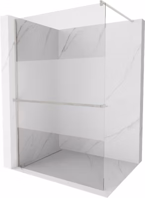 Mexen Kioto+ paroi de douche avec étagère Walk-in 70 x 200 cm, transparent/verre dépoli, nickel brossé – 800-070-121-97-35