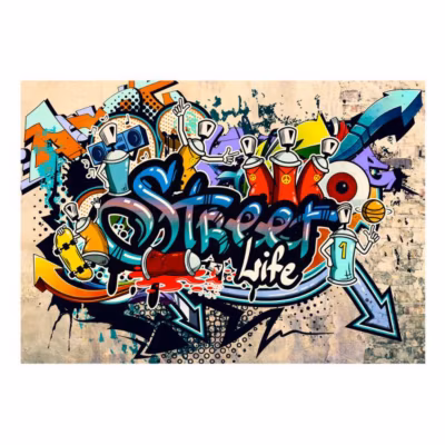 Papier peint intissé panoramique street art street life 100×70 cm