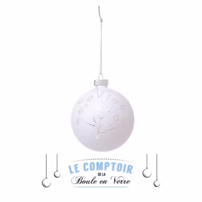 Boule de noël 70mm blanc chaud paillette blanc en verre – feeric lights & christmas