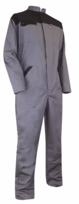 Combinaison de travail bicolore 1 zip, col officier, poches téléphone et poitrine, taille élastiquée – 4098 SEIGLE LMA