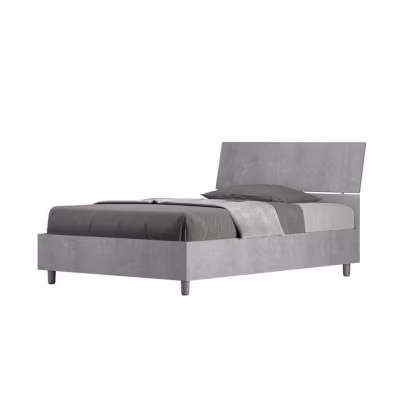 Lit sans sommier 120×200 Tête de lit inclinée béton Demas