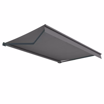 Store banne loggia LUPA Lambrequin inclus (Manuelle – Gris Anthracite – Gris foncé – 5.00m x 3.00m)