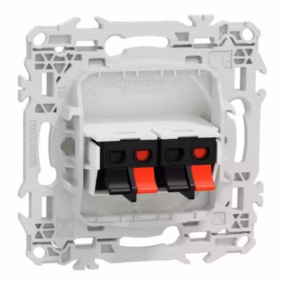 Prise haut-parleurs double sorties – À poussette – Odace – S920488 – Schneider – Blanc craie