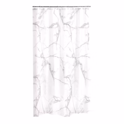 Rideau de douche  –  – Effet « Marbre » (180×200 cm – Blanc cassé)