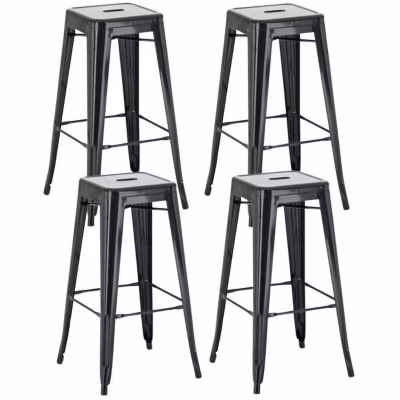 Tabouret de bar CLP Joshua lot de 4 métal noir empilable