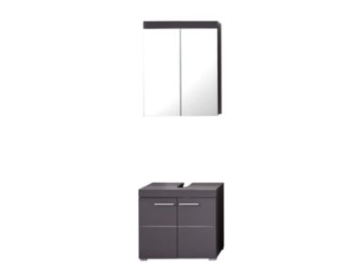 AMANDA – Ensemble salle de bain 2 pièces. mélaminé couleur Anthracite L – H – P : 60 – 190 – 34 cm